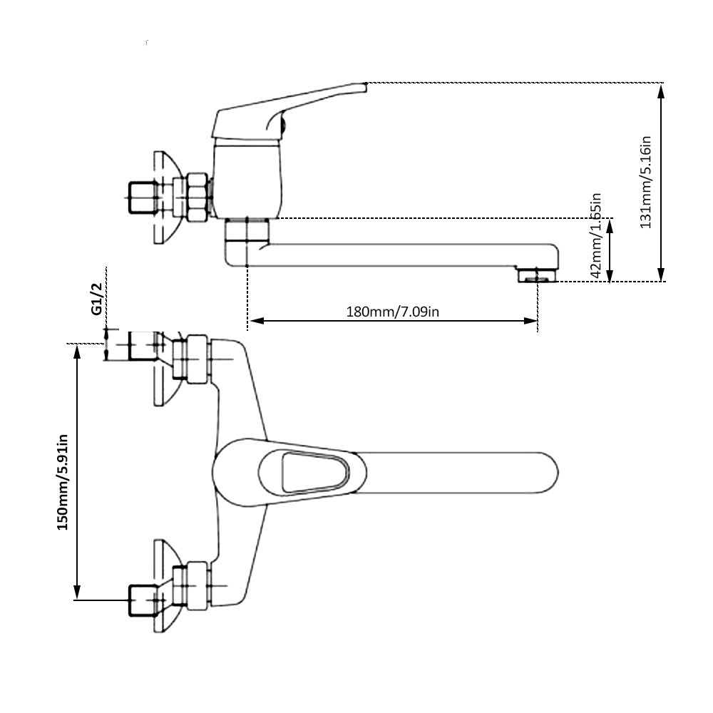 Kitchen wall-mounted faucet, cold and hot double-hole sink, sink, laundry counter, balcony sink, all-copper mixing valve Item Picture