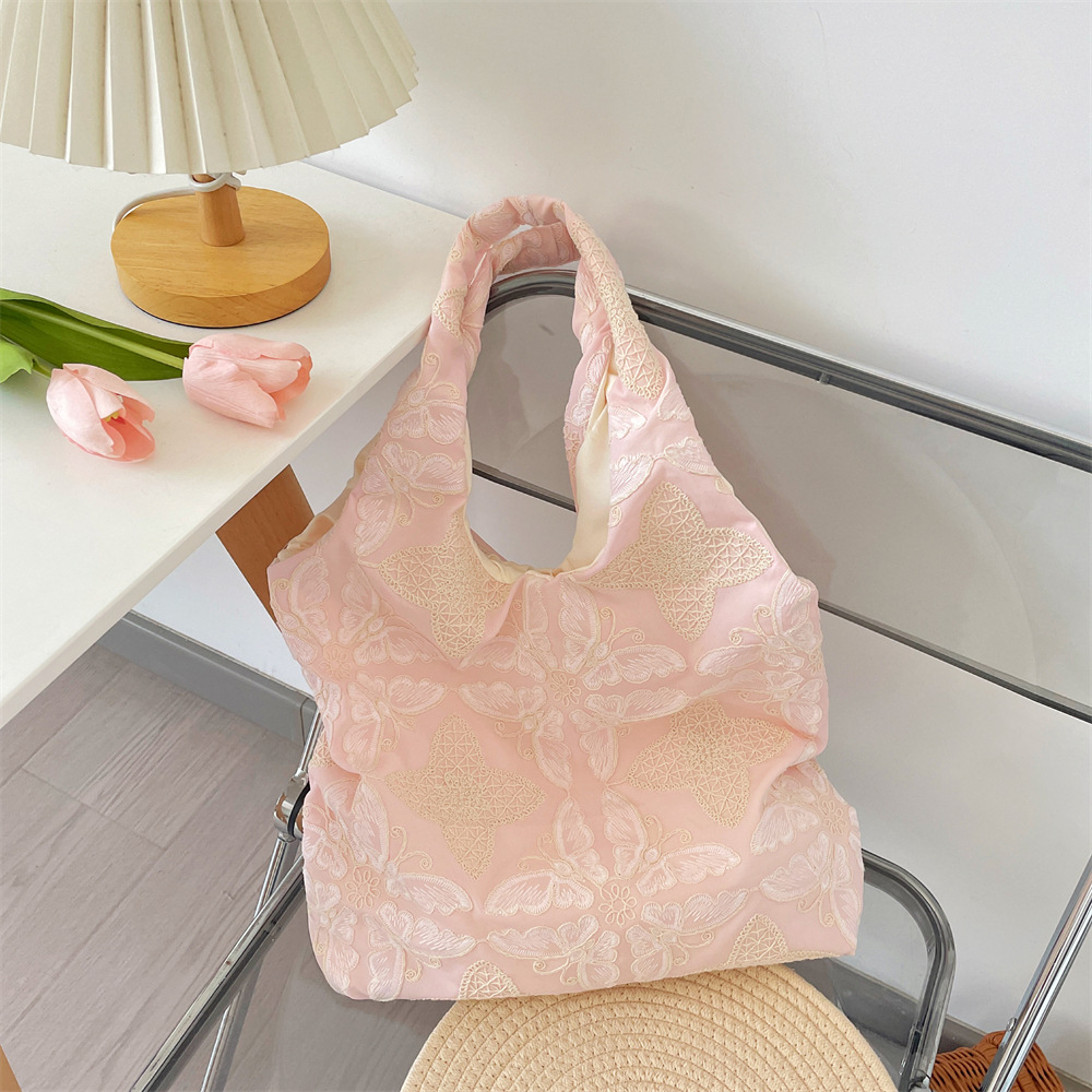 56111 Women's flower-embroidered lace handbag, simple and ins versatile backpack, commuting single-shoulder bag Specification drawing