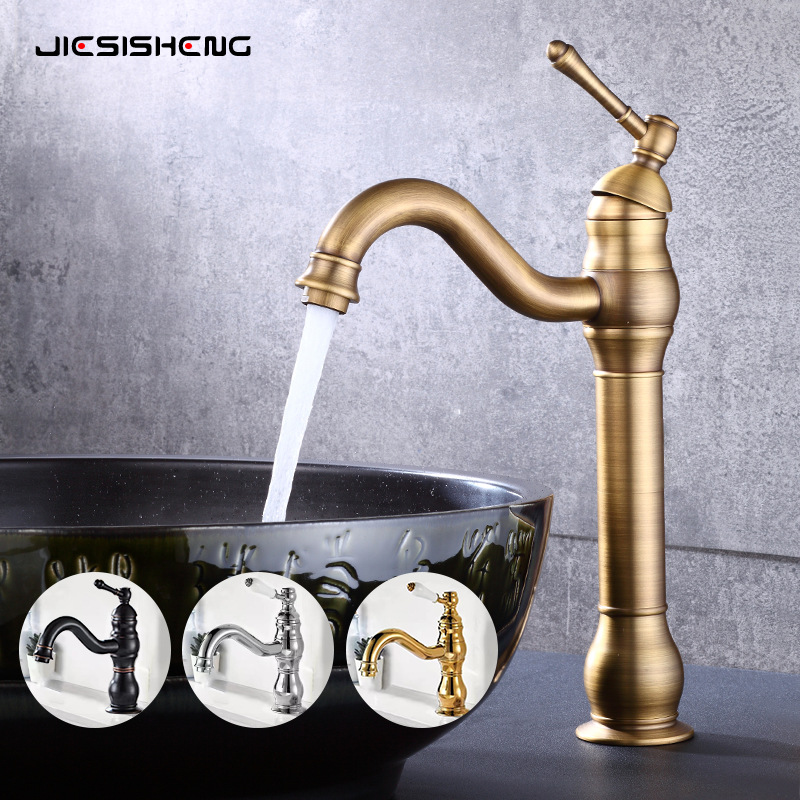 Cross-border retro brass washbasin faucet, bathroom, household bathroom counter basin, washbasin, cold and hot splash-proof faucet full figure
