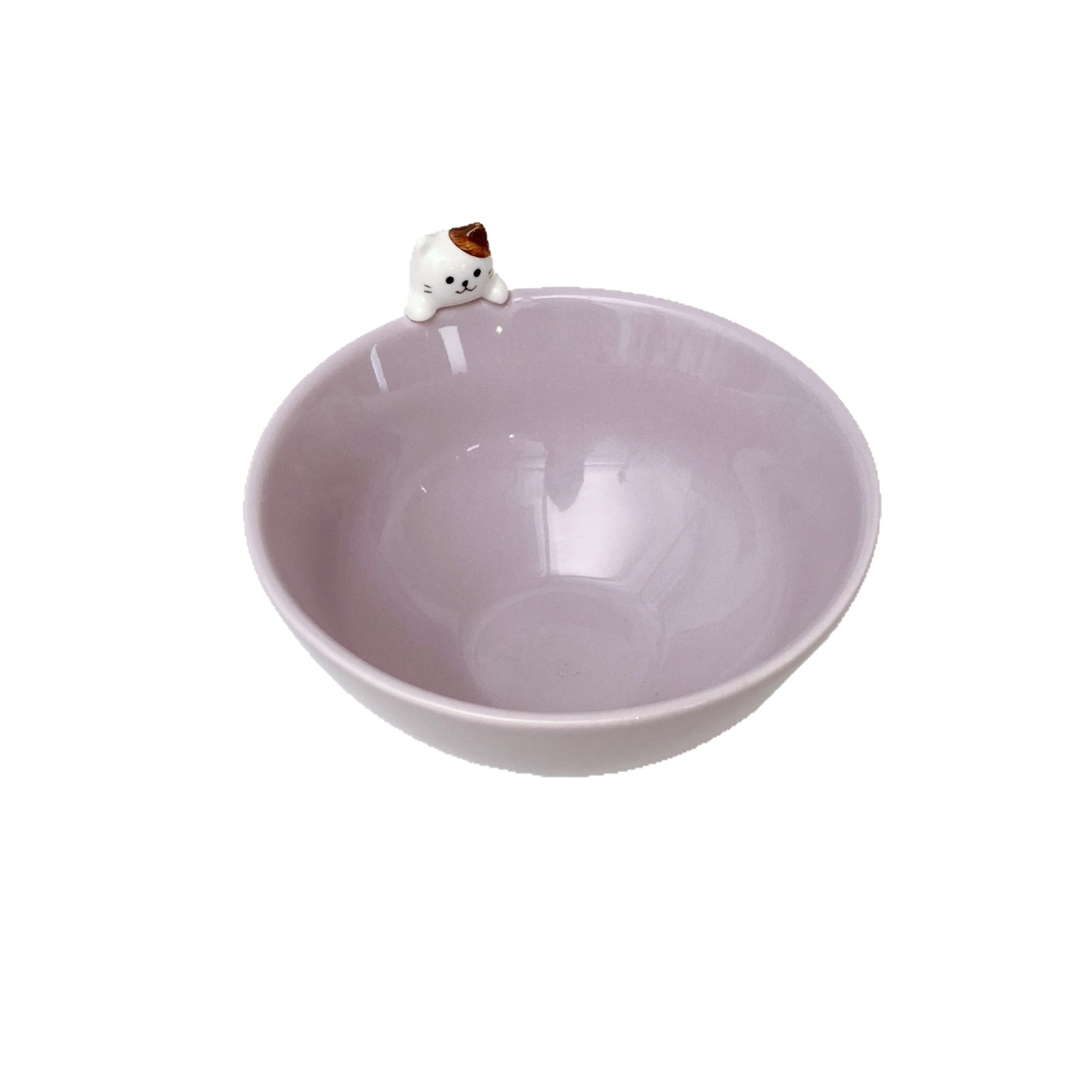 Japanese-style cat-lying bowl, cute relief ceramic bowl, three-dimensional personal tableware for cats, purple high-appearation-level rice bowl Item Picture