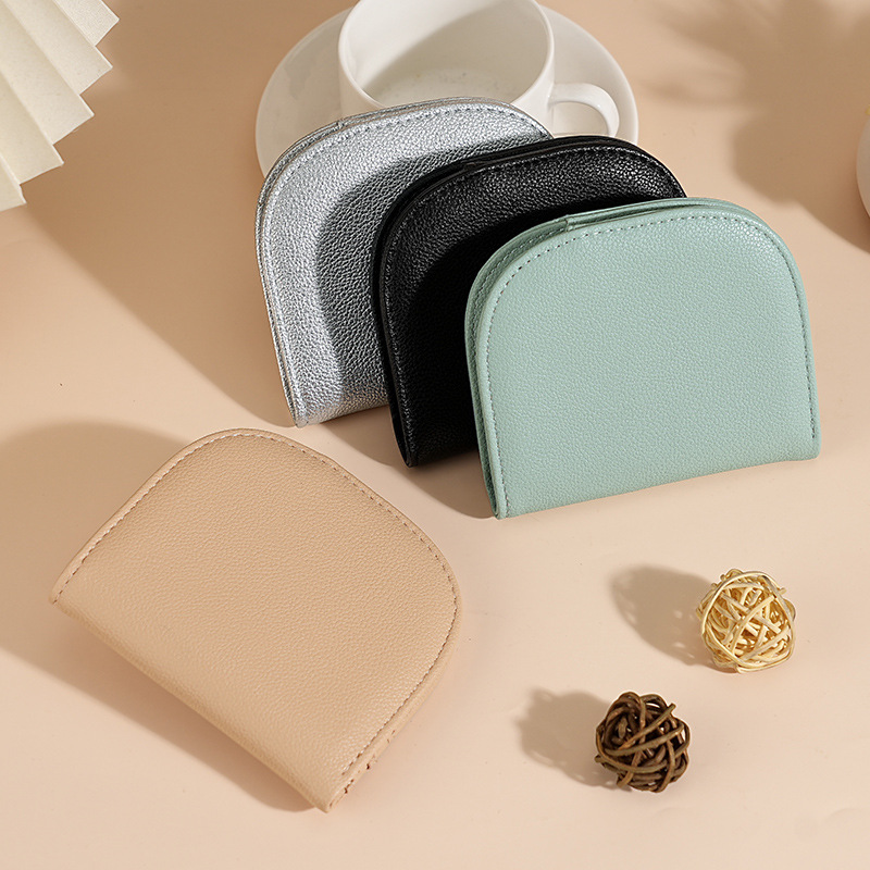 2024 Semi-circular mini Girls' INS solid color Versatile coin purse lock LP Simple and fashionable wallet for ladies and students full figure