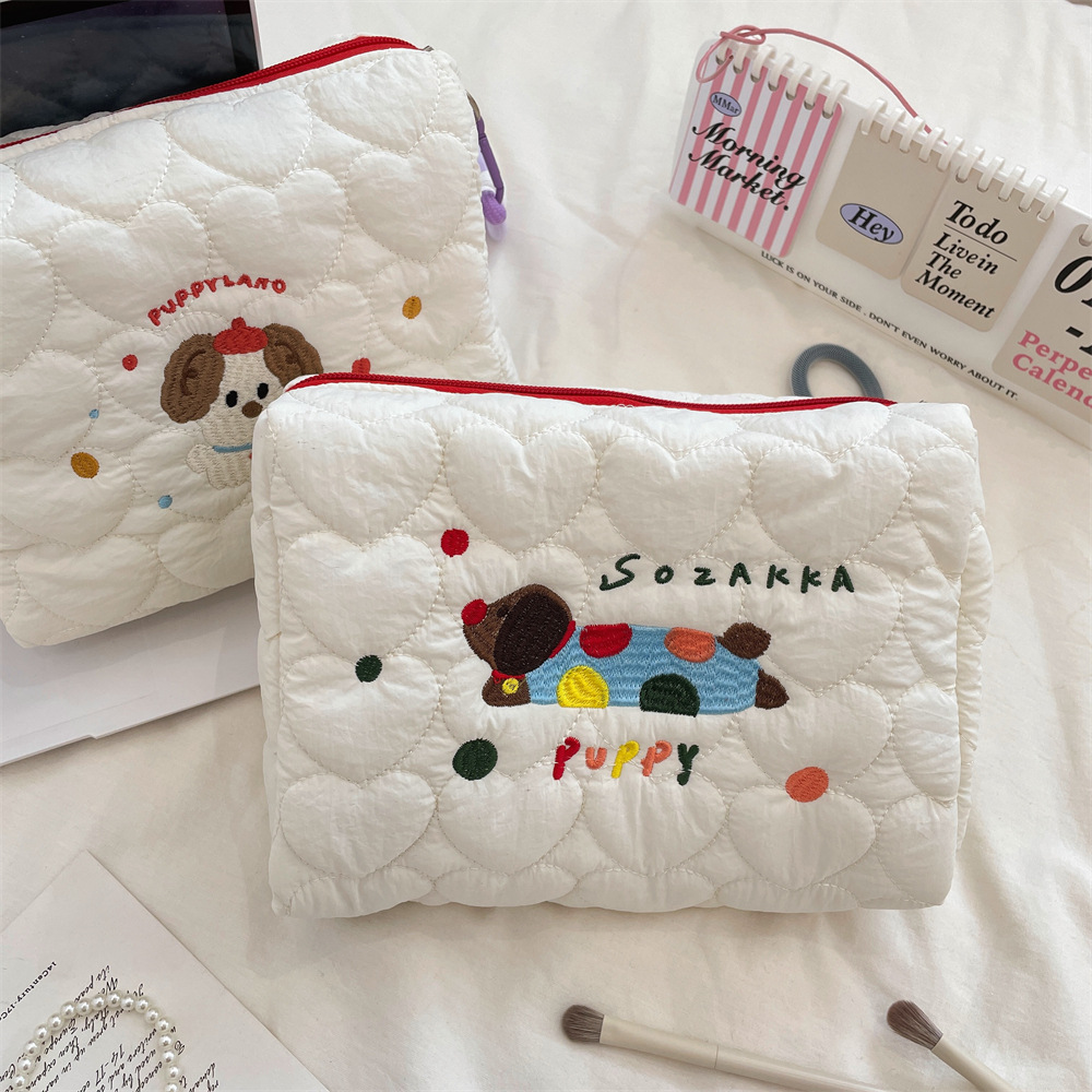 49211 Cute Puppy Makeup Bag, New embroidered cartoon storage bag, organizing bag, handbag, Shopping handbag Specification drawing