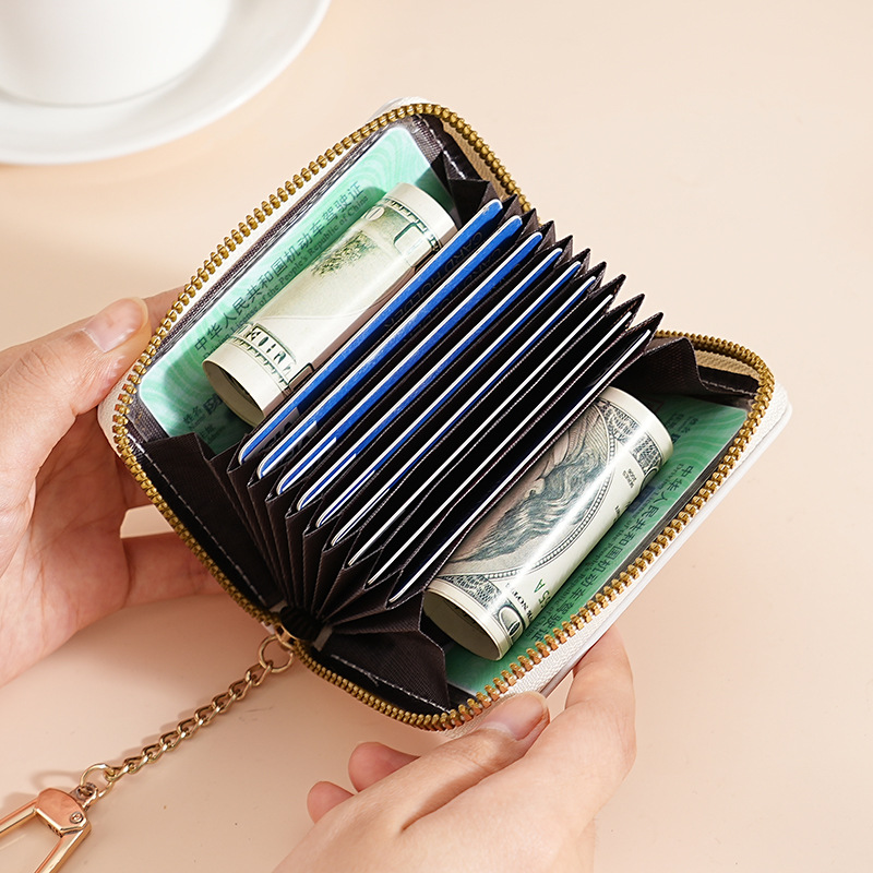 The new cute and sweet cartoon bear "Wandering Buckle" coin purse features a multi-slot card holder for storing bank cards Specification drawing