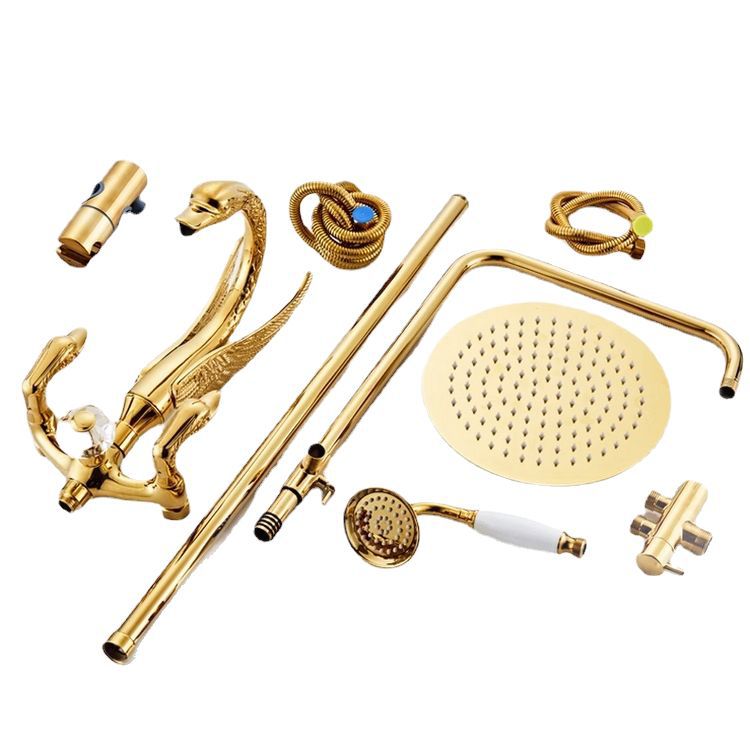 Cross-border supply of European-style swan hot and cold shower heads, rotatable bathtub faucets, lifting shower head sets for hotels Item Picture