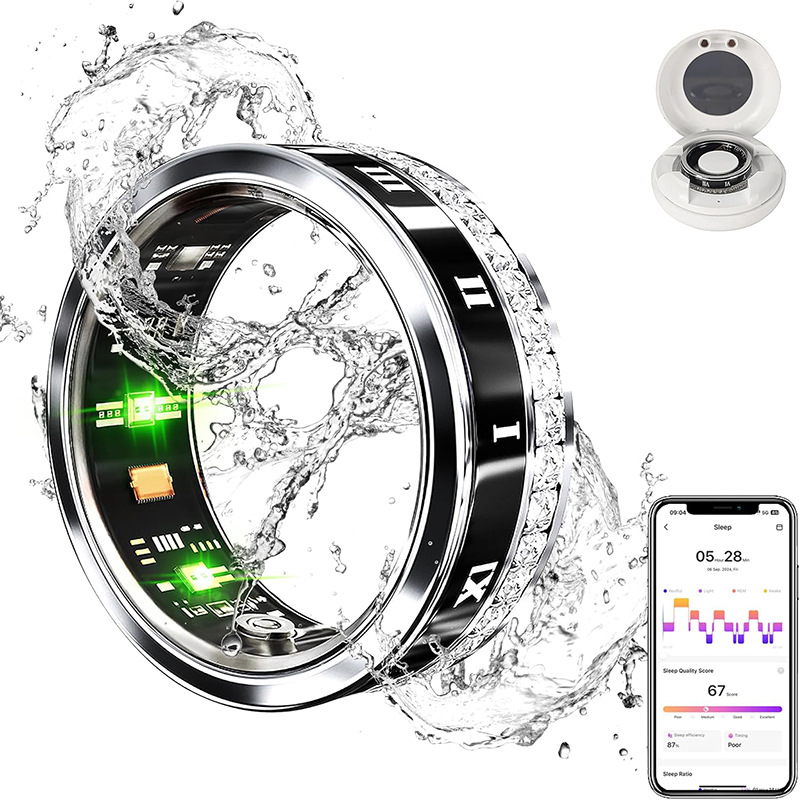 Cross-border new V2 diamond-encrusted smart ring, Bluetooth waterproof, step counting, sleep, heart rate, blood oxygen, multi-functional sports finger full figure