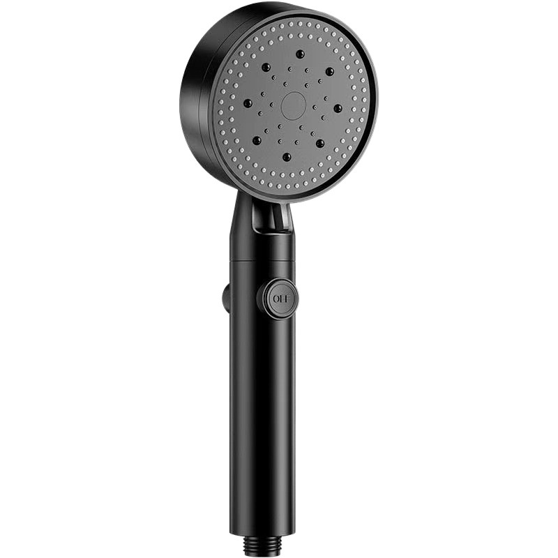 Factory direct sales of Black Knight with water-stop five-speed pressure-increasing showerhead hose set, shower head with large water hole showerhead Item Picture