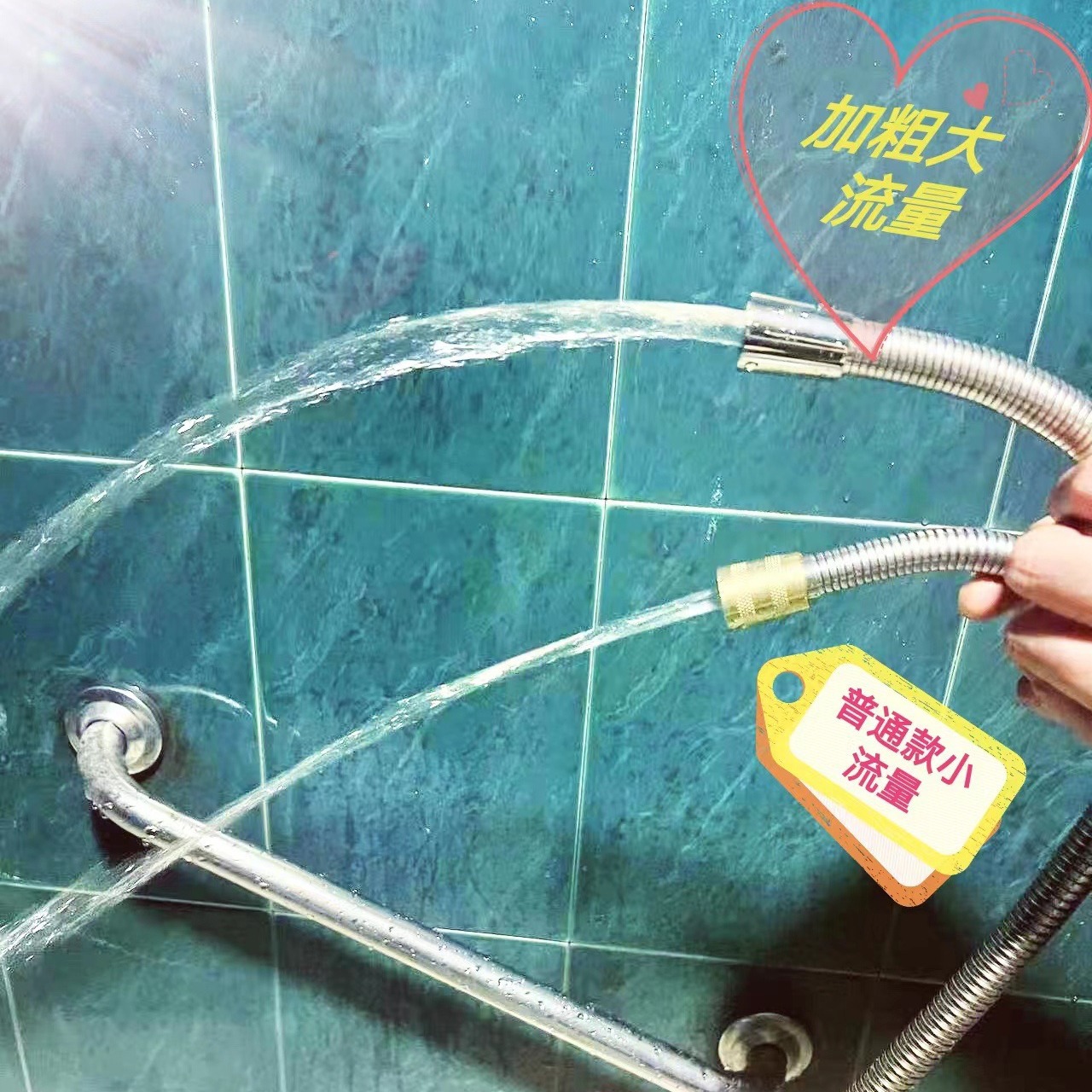 Free shipping from the manufacturer: shower hose, nozzle hose, encrypted water heater, stainless steel hose, water pipe, PVC silver powder hose Application Scenario