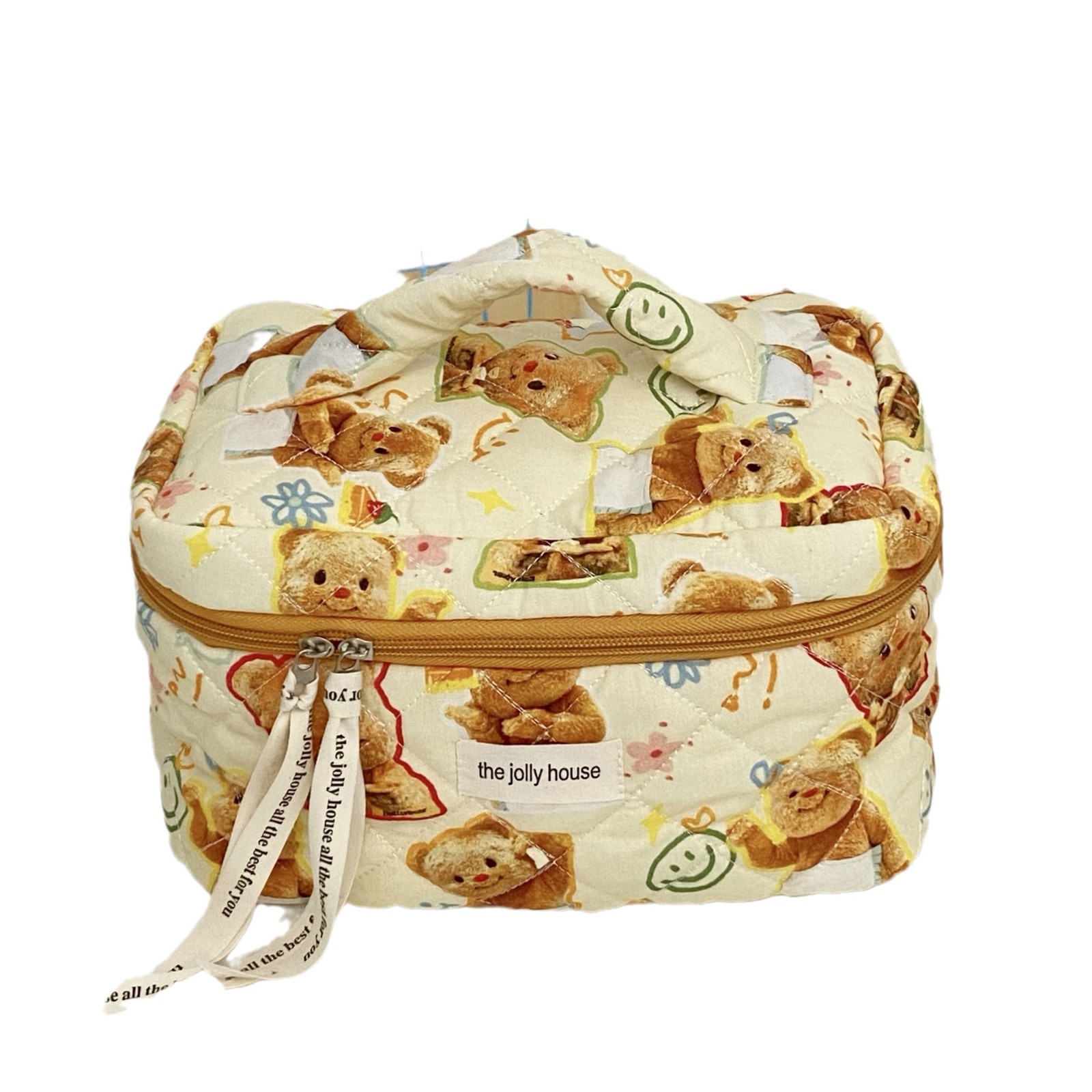Butter Bear Cosmetic Bag for Women, portable large-capacity cosmetics and skin care products storage bag, hand-held toiletry bag with mesh Item Picture