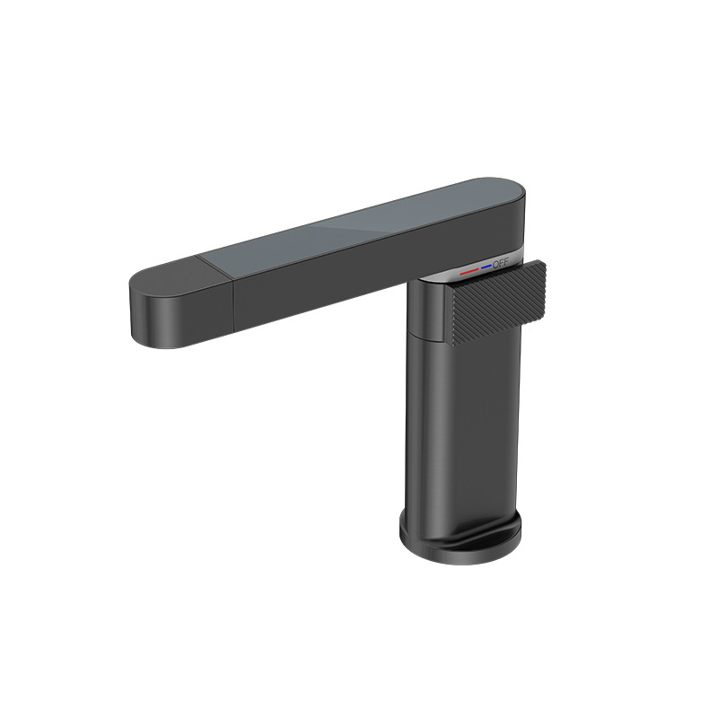 Hotel apartment bathroom washbasin digital display pull-out faucet, villa household bathroom smart washbasin faucet factory Item Picture