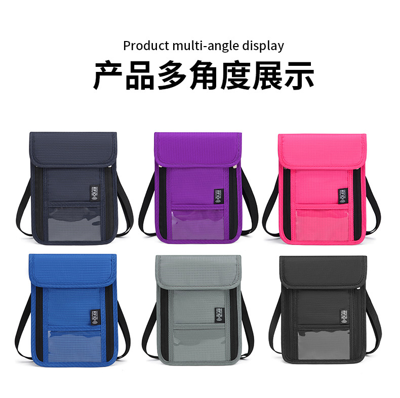Factory direct sales of anti-RFID passport and document bags, mobile phone radiation electromagnetic shielding bags, anti-theft Oxford cloth chest bags full figure