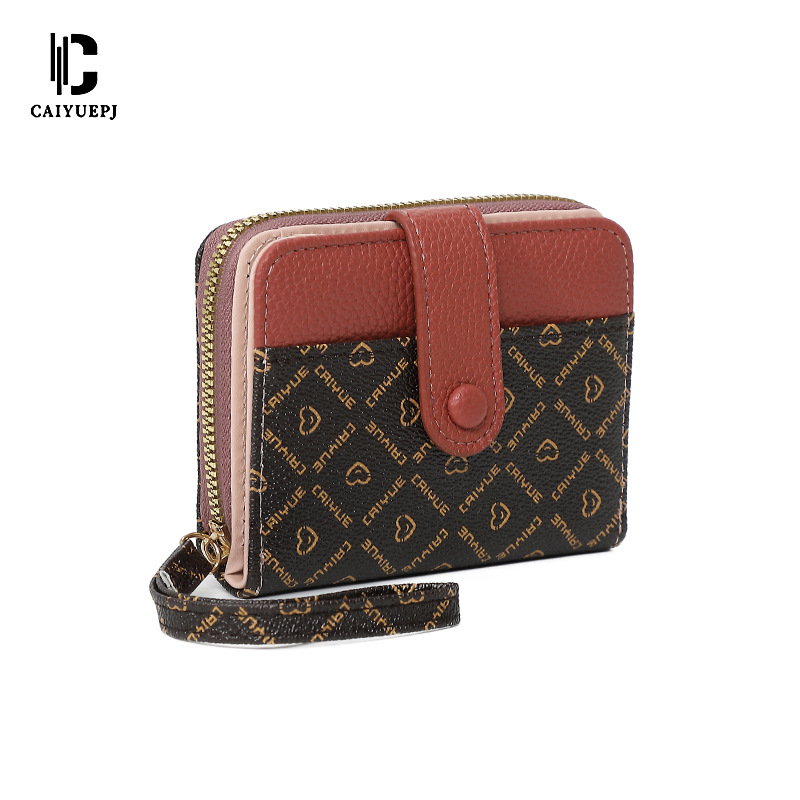 New women's wallet, short wallet, cross-border bestseller, printed hand-held bag, wallet card bag, Wallet with multiple slots Item Picture