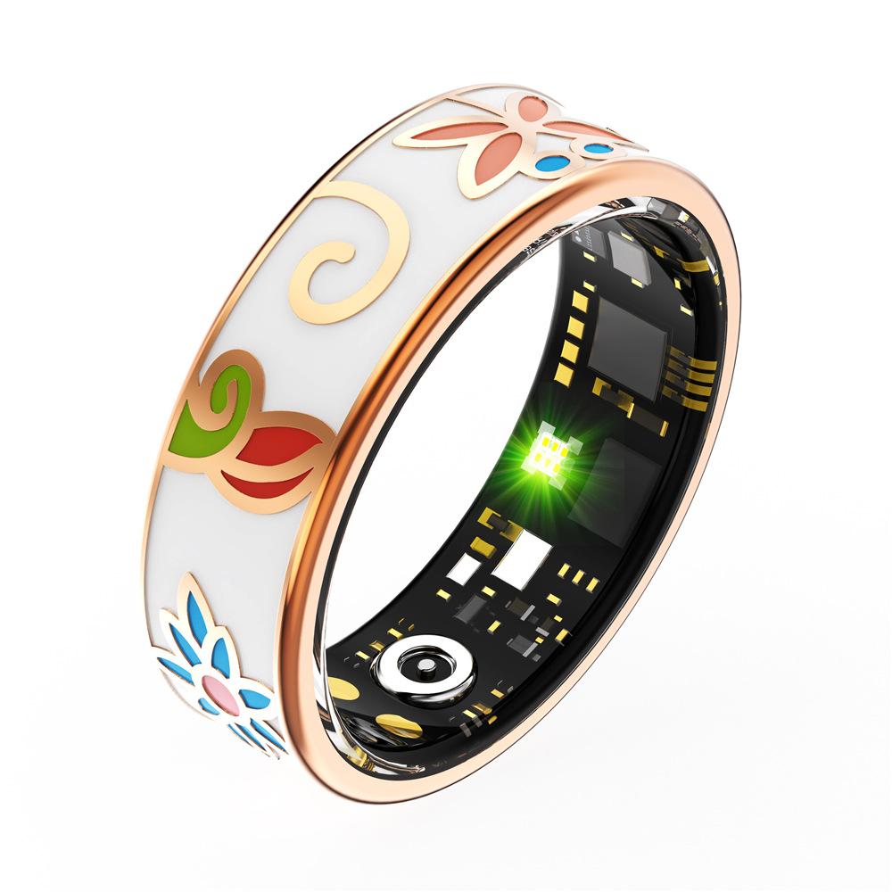 Cross-border R18 Smart Ring, enamel color craftsmanship, heart rate, blood oxygen, exercise, sleep monitoring, waterproof smart ring details Picture