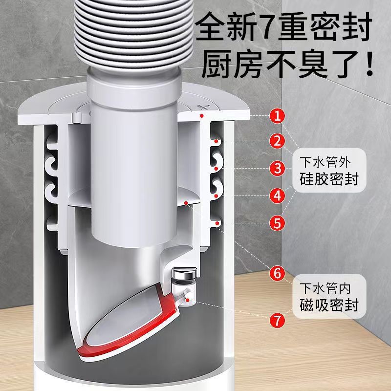 Anti-odor sealing ring for sewer pipes, kitchen sewer, washing machine drain pipe sealing plug, anti-odor backflow magic tool, leakage Specification drawing