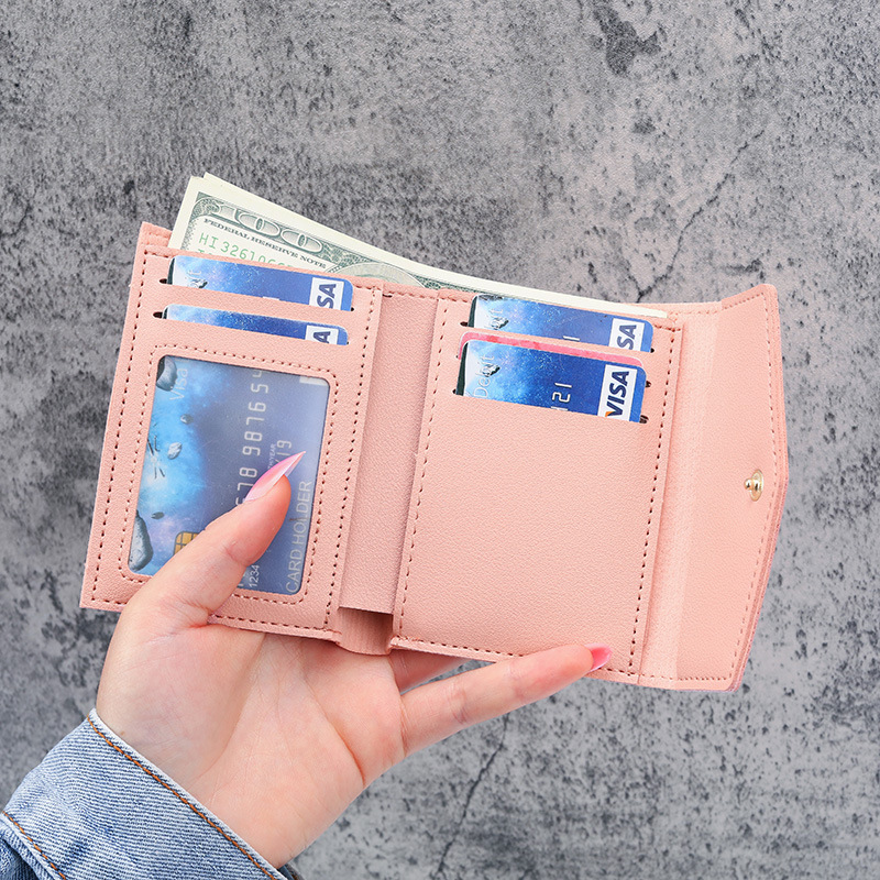 Factory direct sales 2021 Korean version new women's wallet, short, creative and fashionable wallet, student buckle coin purse details Picture