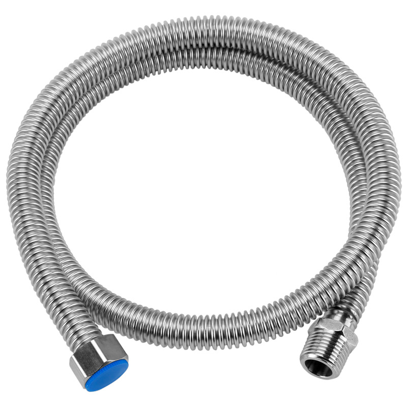 The stainless steel explosion-proof corrugated pipe with inner and outer threads of 4mm and 6mm is used to extend the metal hose for cold and hot water inlet Item Picture