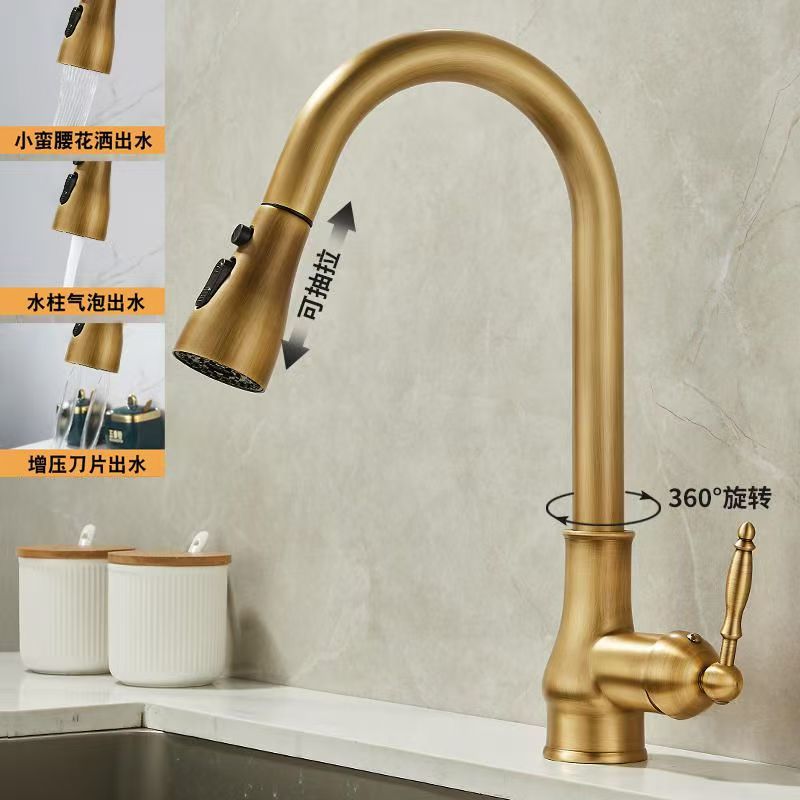 A comprehensive collection of cross-border French faucets, pull-out cold and hot splash-proof bathroom cabinets, and rotatable kitchen washbasins for washing vegetables and faces details Picture
