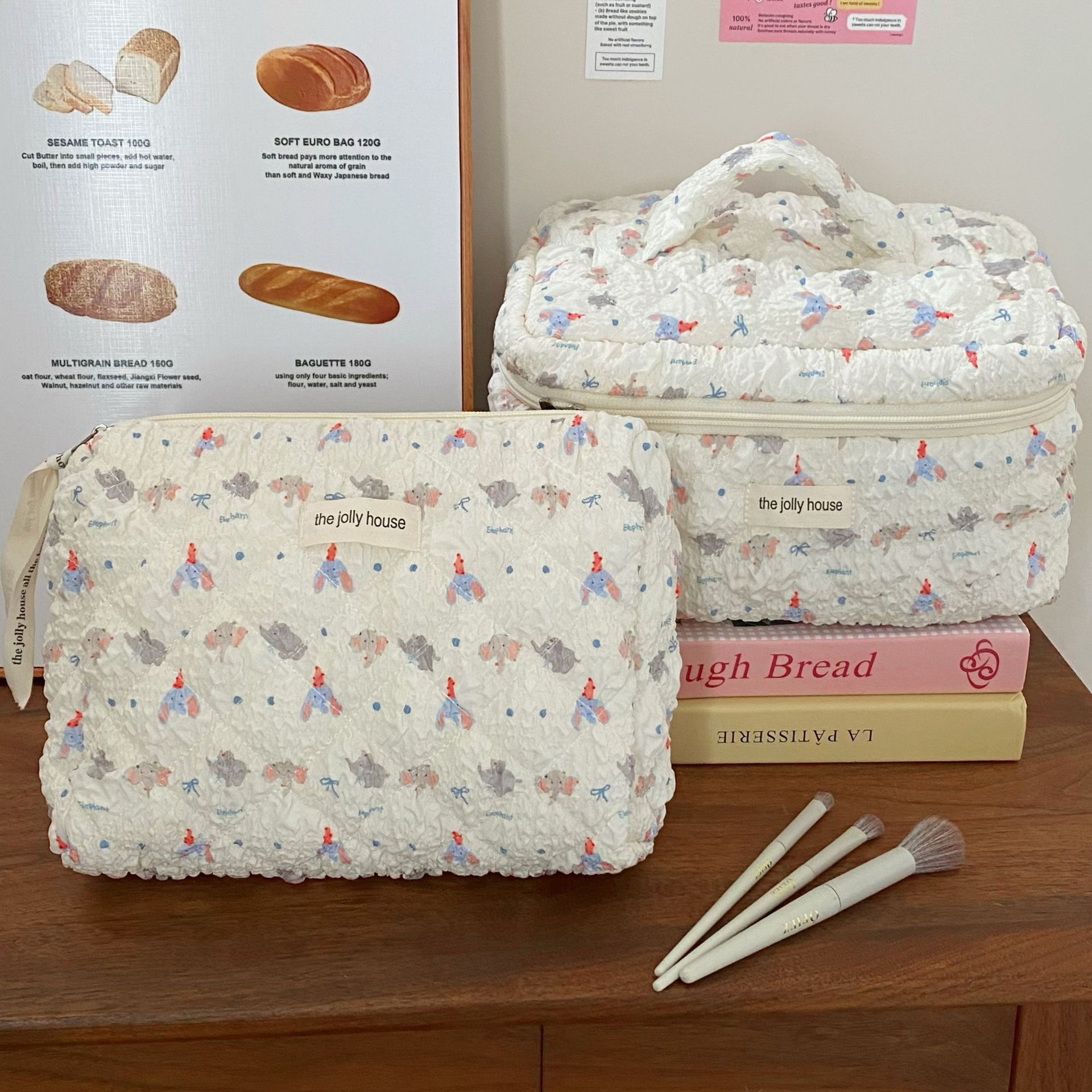 Cartoon Little Elephant Makeup Bag for Girls 2024 New bubble Texture large-capacity student cosmetics storage bag handbag details Picture