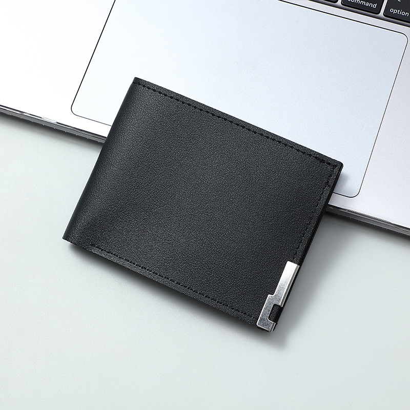 New men's wallet: Short men's multi-slot fashionable and casual wallet, thin men's youth 20% off horizontal soft leather wallet Specification drawing