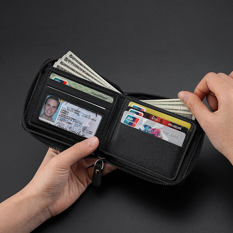 New cross-border men's wallet short style 2025 new solid color youth simple 30% discount Wallet details Picture