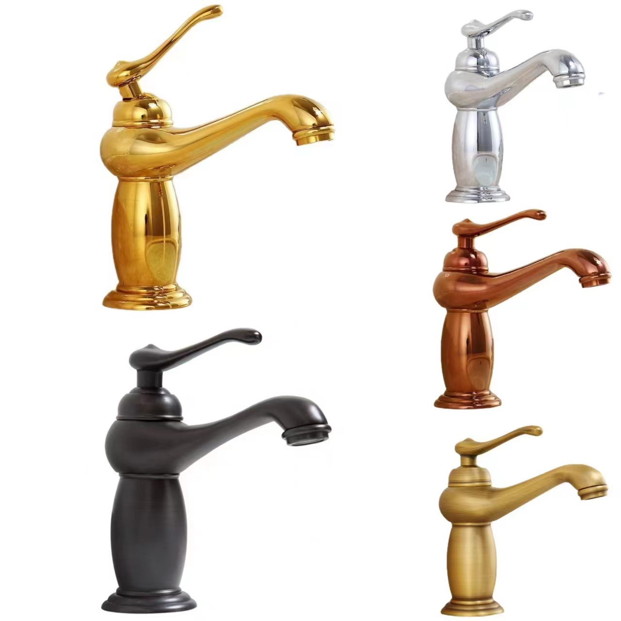All-copper faucet, hot and cold washbasin, retro faucet, bathroom countertop basin, washbasin, household European-style faucet full figure