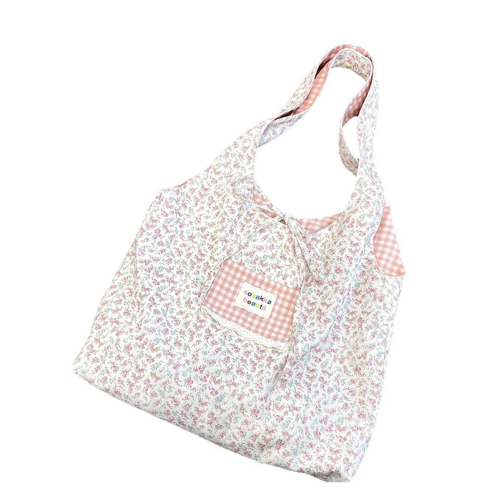 52221 large-capacity spring and summer student new floral fabric bag, canvas bag, single-shoulder 2025 flower patchwork style Item Picture