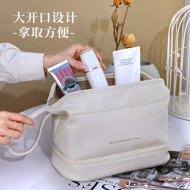 Wholesale of Cloud Double-layer large-capacity high-appearation-level cosmetic bags for men and women, portable travel toiletries and storage bags for men and women details Picture