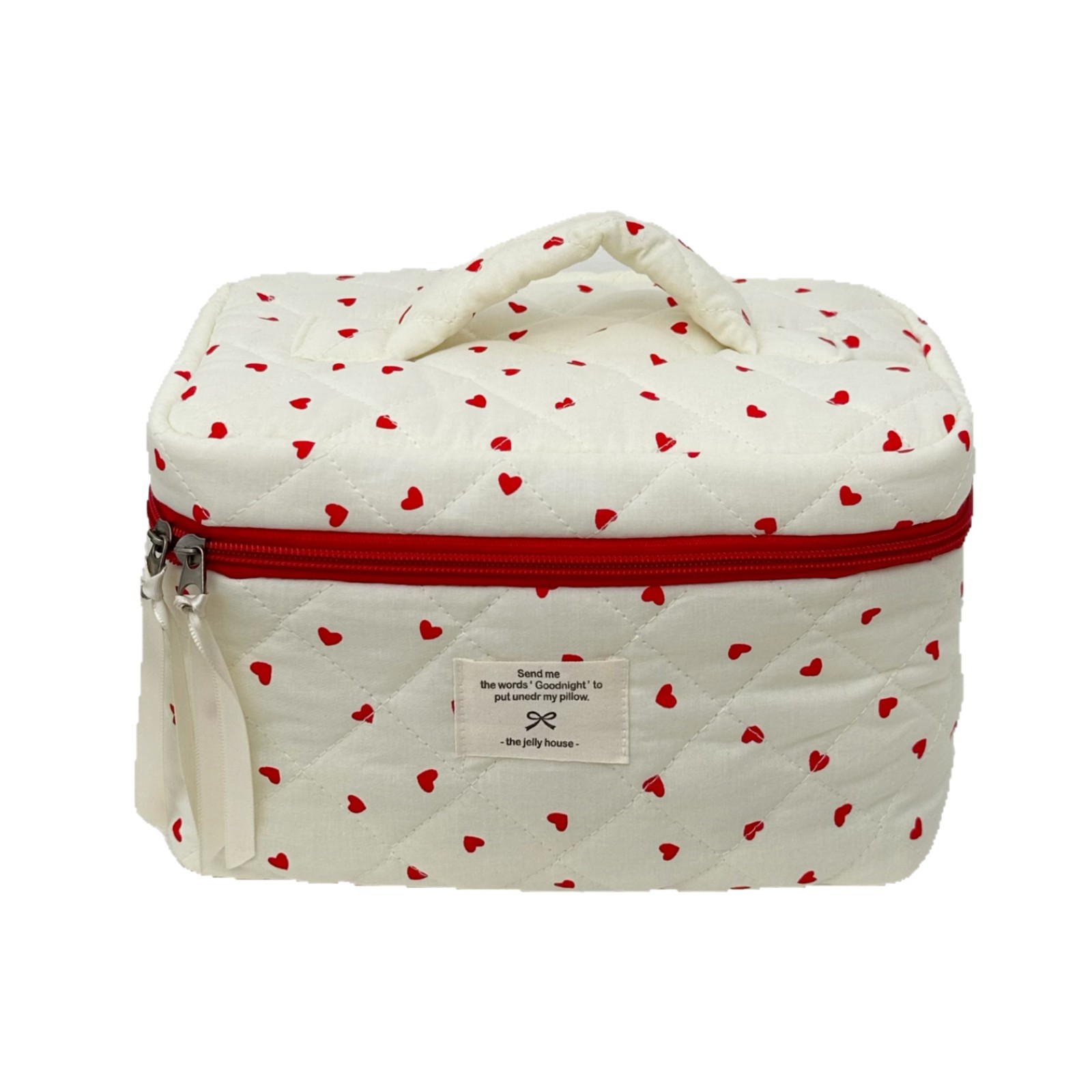 Cross-border red heart-shaped makeup bag for women, ins style, high appearance level, sweet multi-functional storage bag, large capacity toiletry bag Item Picture