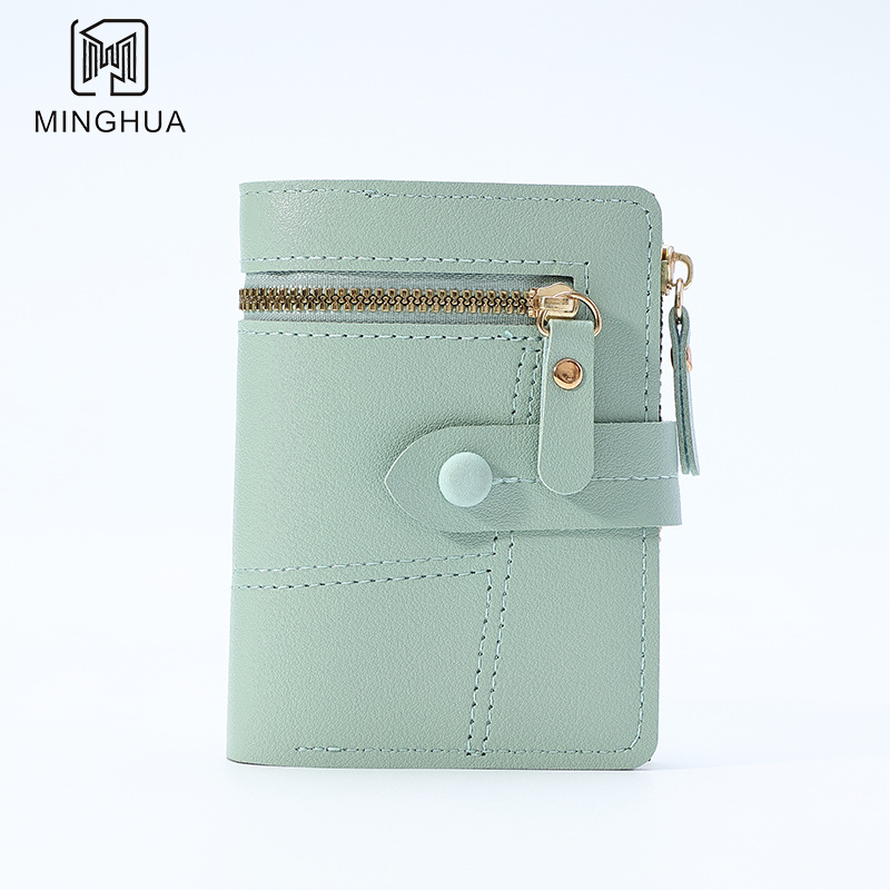 New wallet button wallet, women's solid color wallet, thin lady's wallet, short coin purse, cross-border wholesale Item Picture