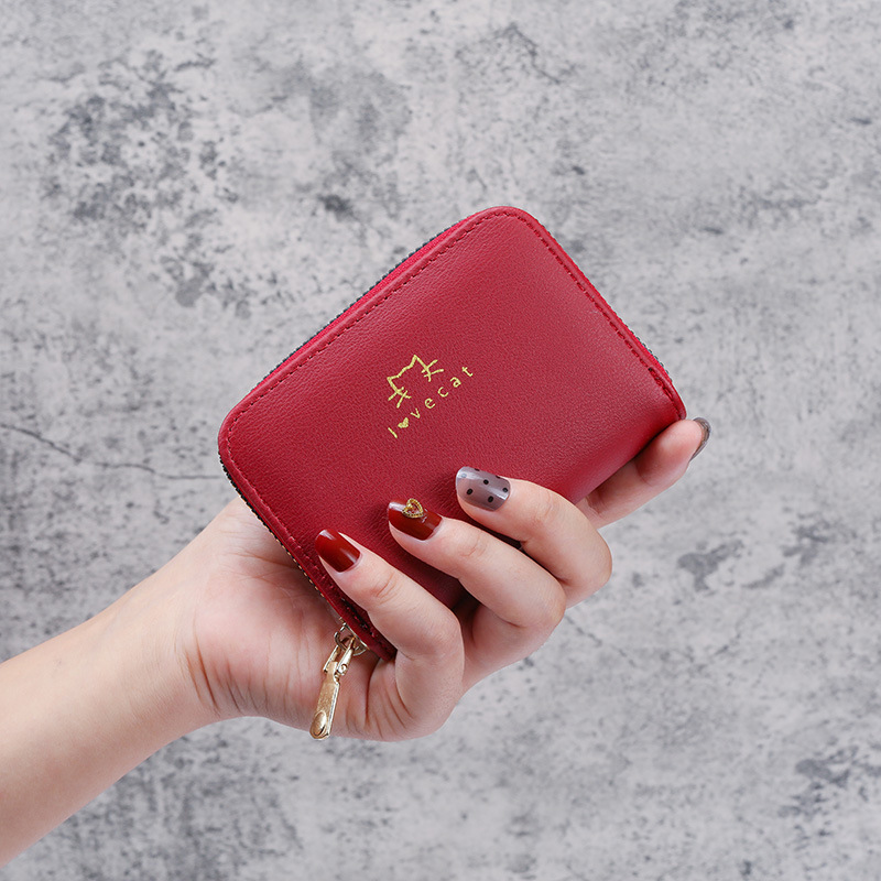 A simple Korean version of a female student's fashionable mini card case with multiple slots, a multi-functional coin purse and a small wallet Specification drawing