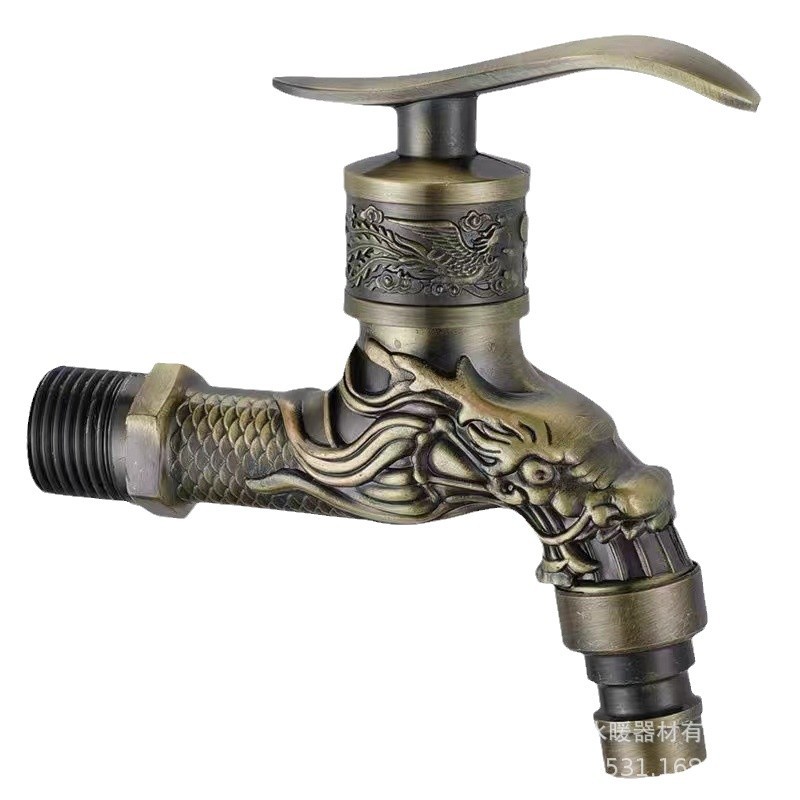 The kitchen features an antique single-cooling mop sink, a washing machine, an extended quick-opening wall-mounted faucet, and a retro style Item Picture