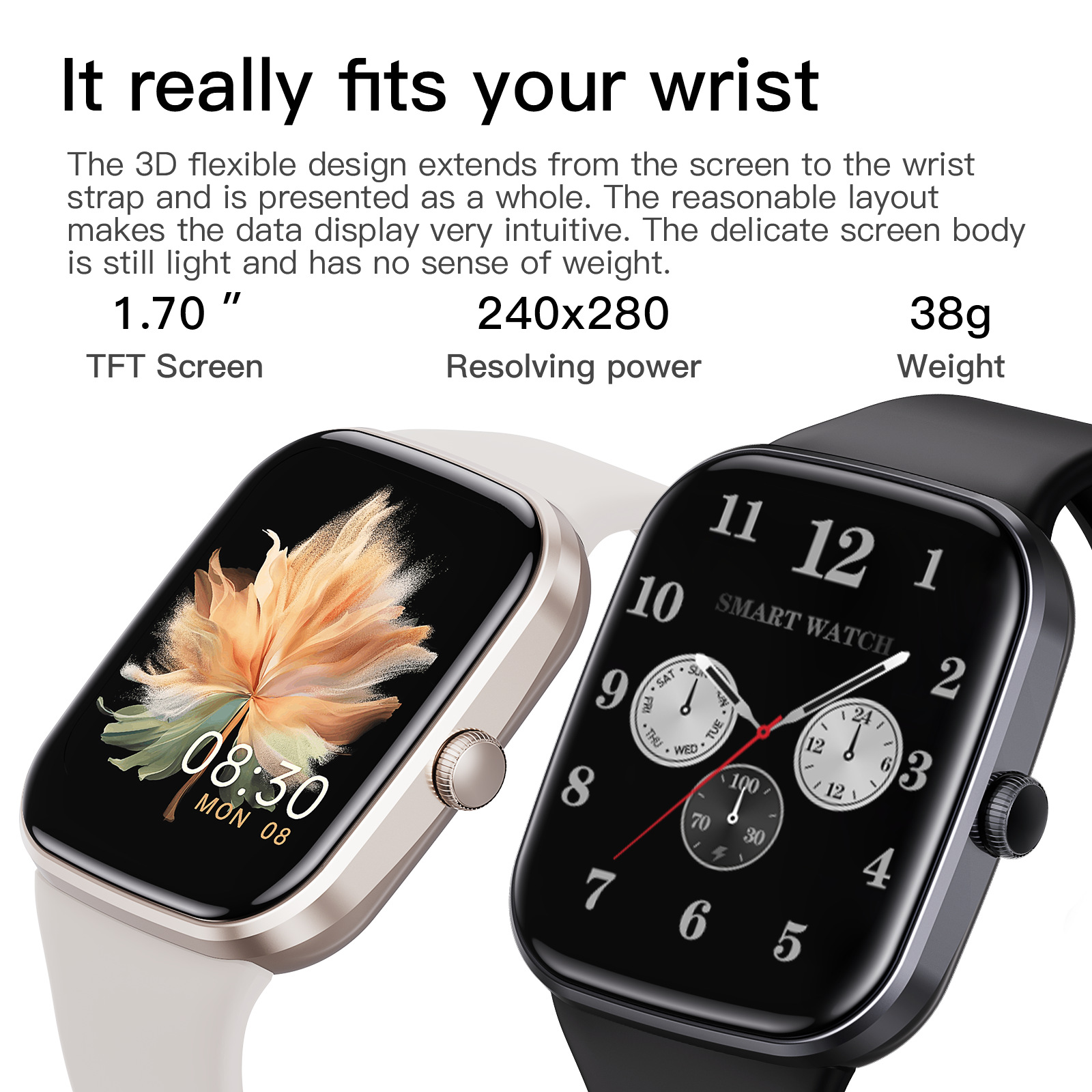 A new cross-border AMOLED sports smartwatch for both men and women, suitable for blood pressure, blood oxygen, heart rate, step counting, Bluetooth communication Application Scenario