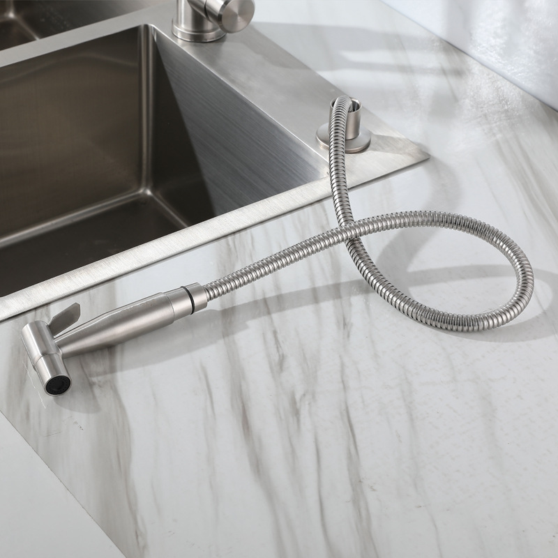 Kitchen sink, pull-out 304 stainless steel spray gun, sink, dishwashing basin, water spray flusher, high-pressure nozzle details Picture