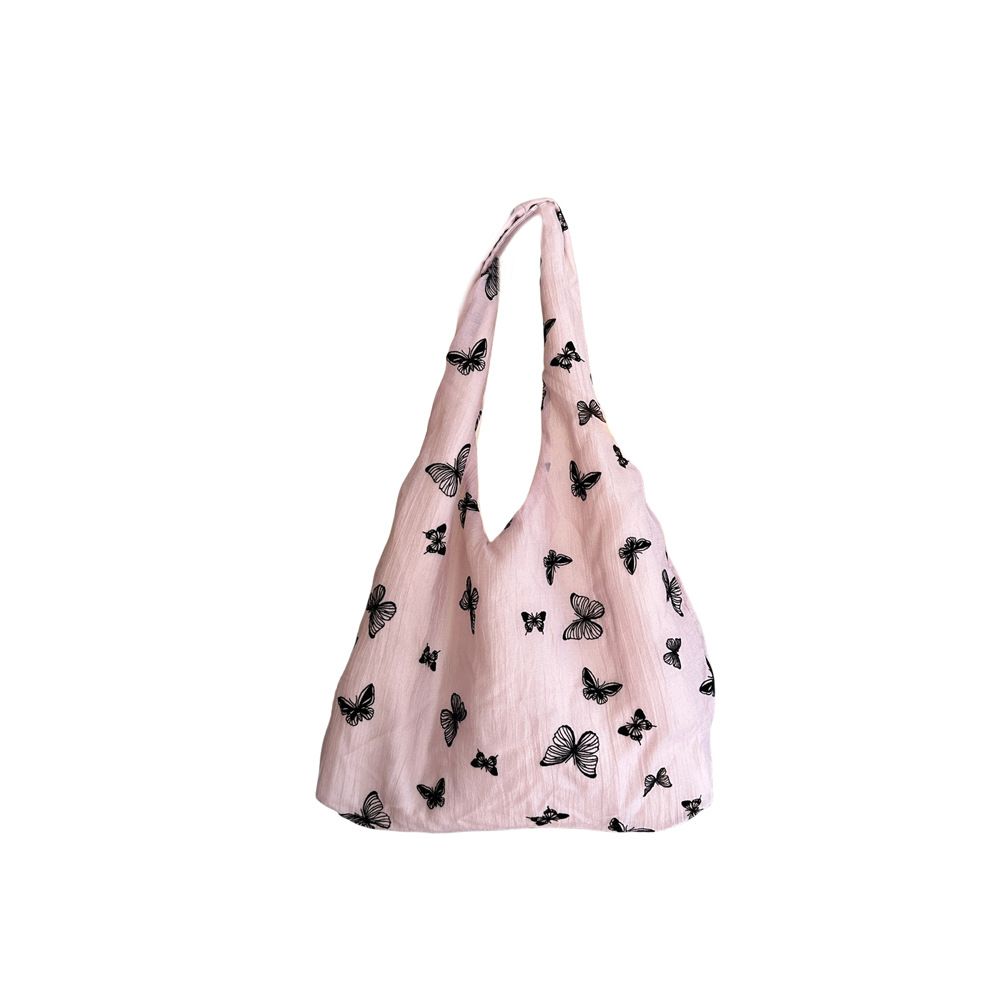 46102 Lace Butterfly New Trendy Canvas Bag, new artistic tote bag for women, Large capacity commuting vest bag Item Picture