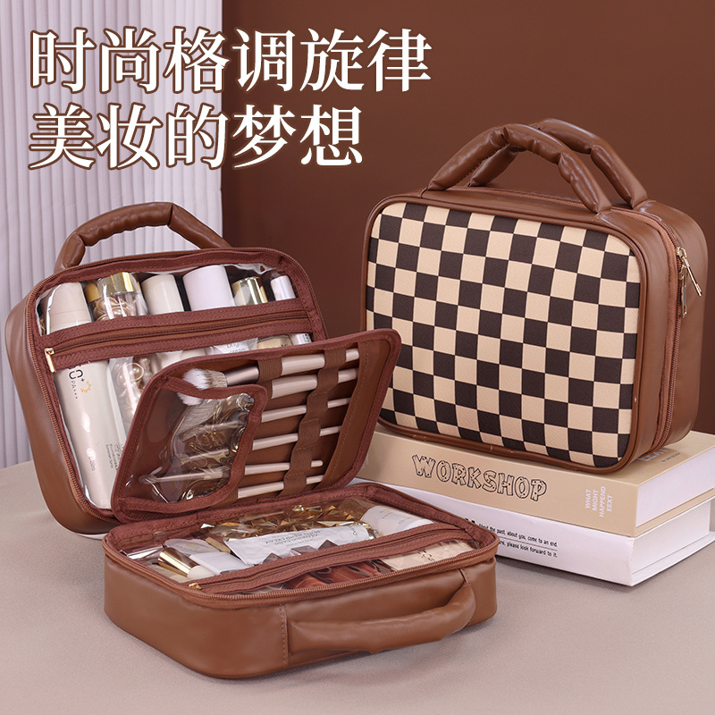 New cross-border high-end, large-capacity, stylish makeup bag, travel portable, multi-functional hand-held cosmetics storage bag full figure