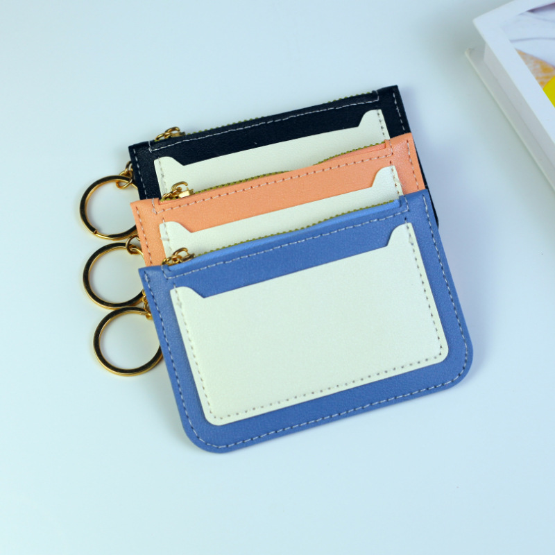 2023 Korean version new women's bag, card bag, simple and elegant coin purse, small zipper, solid color business card holder details Picture
