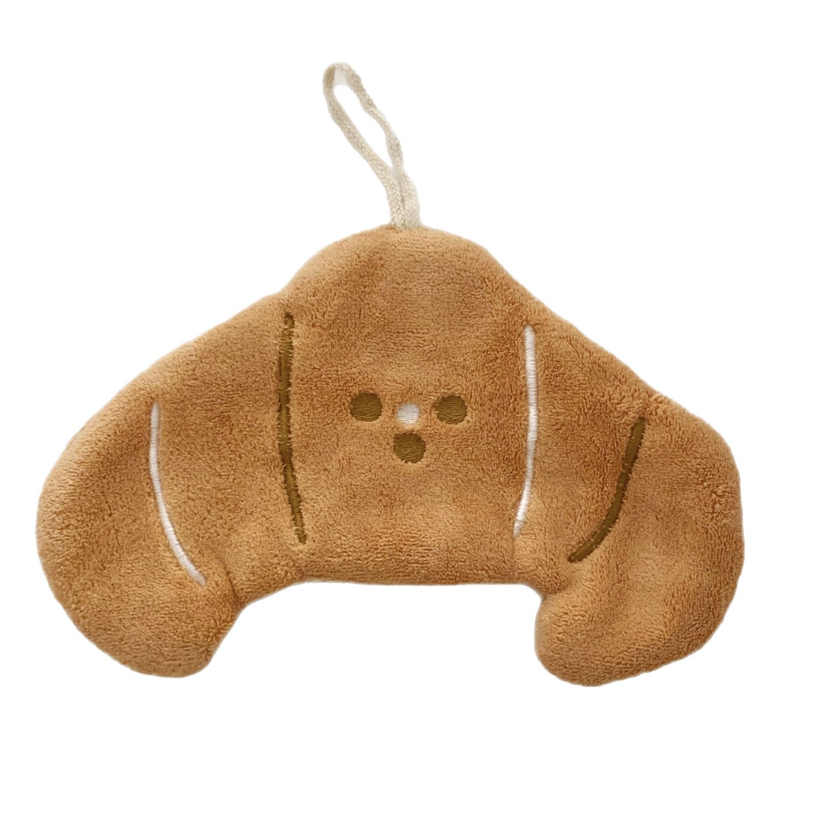 Cute bread coral fleece hand towel, hanging kitchen hand towel, strong water absorption, children's face towel Item Picture
