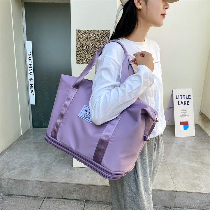 Travel bag, large-capacity women's short-distance multi-functional luggage bag, hand-held sports and fitness bag, business trip and maternity bag, storage bag Specification drawing