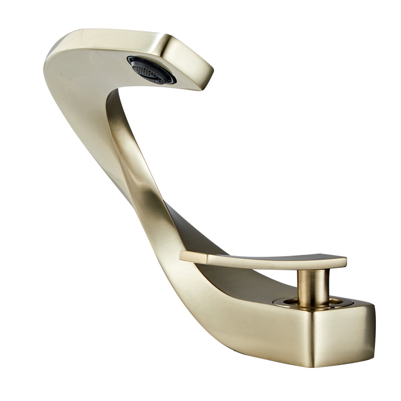 Single-hole all-copper bathroom, hot and cold washbasin, faucet, creative art washbasin, bathroom cabinet, light luxury home use Item Picture