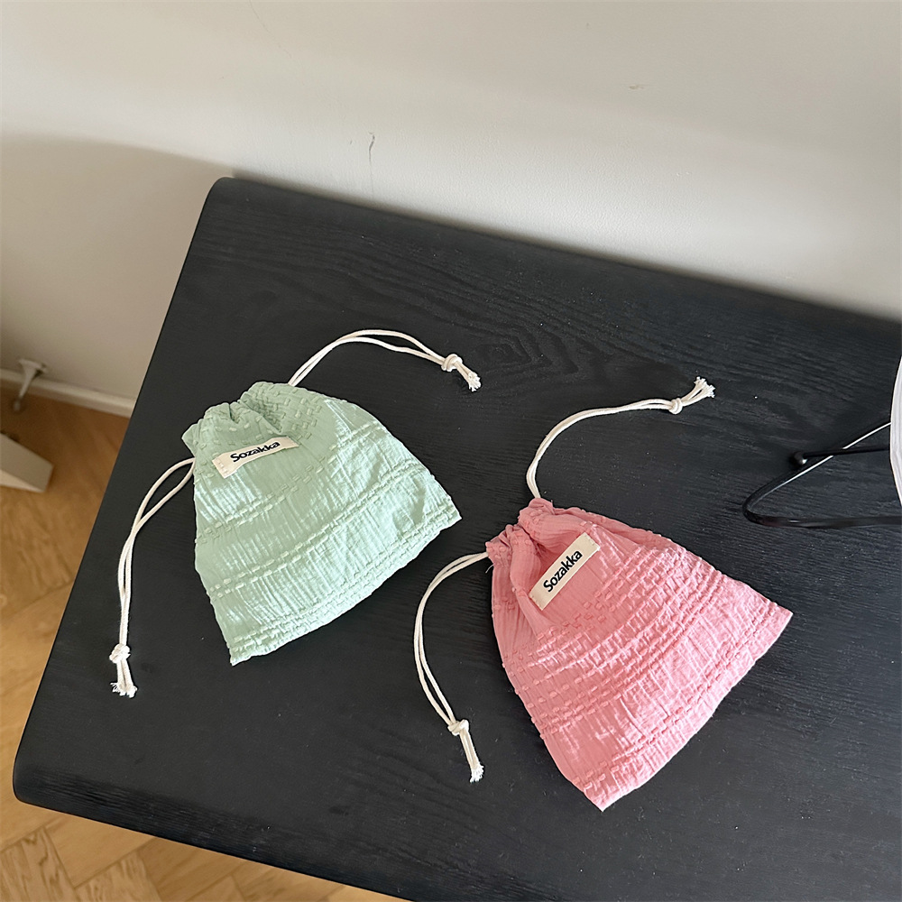 43222 Cute drawstring storage bag, summer fresh Little cloth bag, Miscellaneous opening, red envelope, loose change, travel sorting bag details Picture
