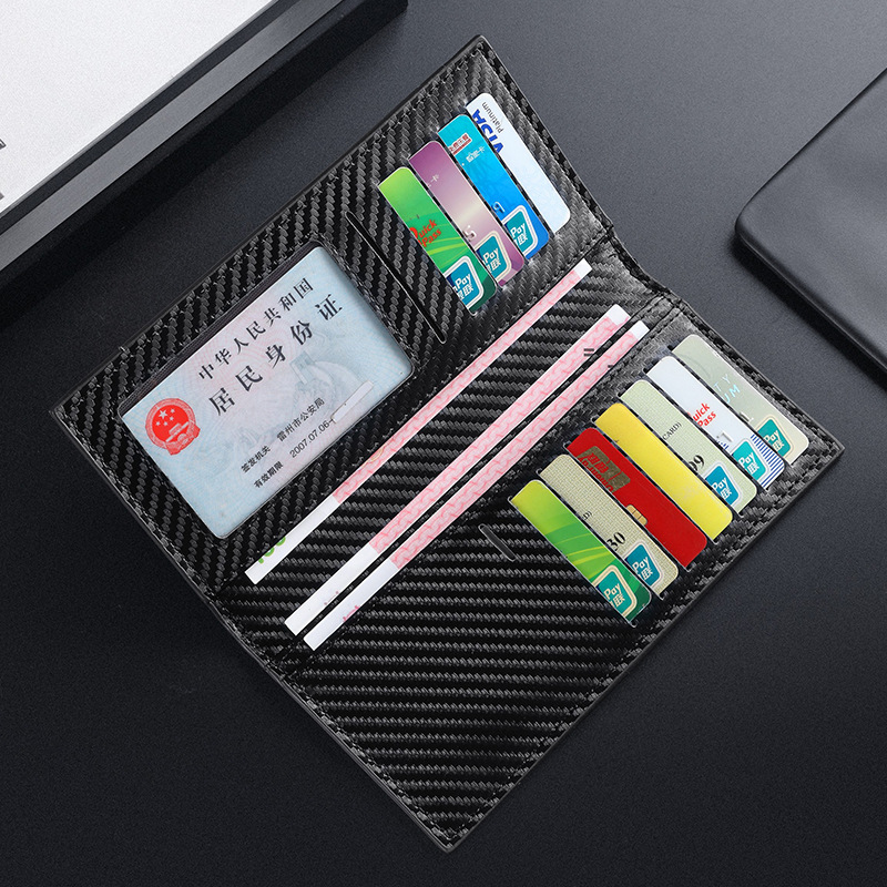 Cross-border best-selling carbon fiber men's wallet, light luxury long wallet at 20% off, large-capacity document coin purse details Picture