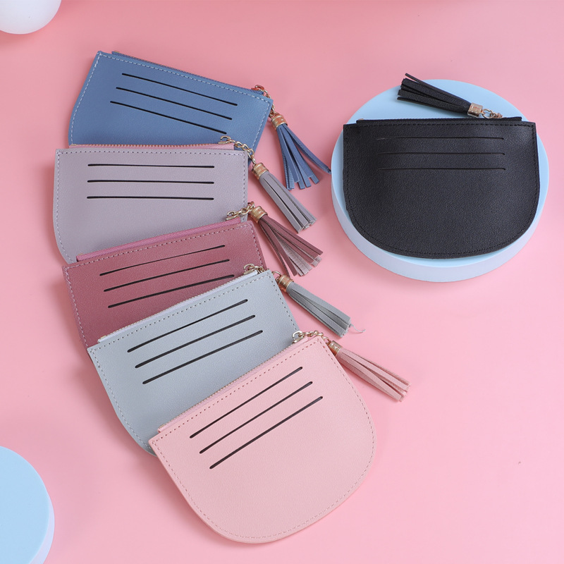 2022 New fringed women's card holder, card case, coin purse, women's zipper, multiple slots, company LOGO Application Scenario