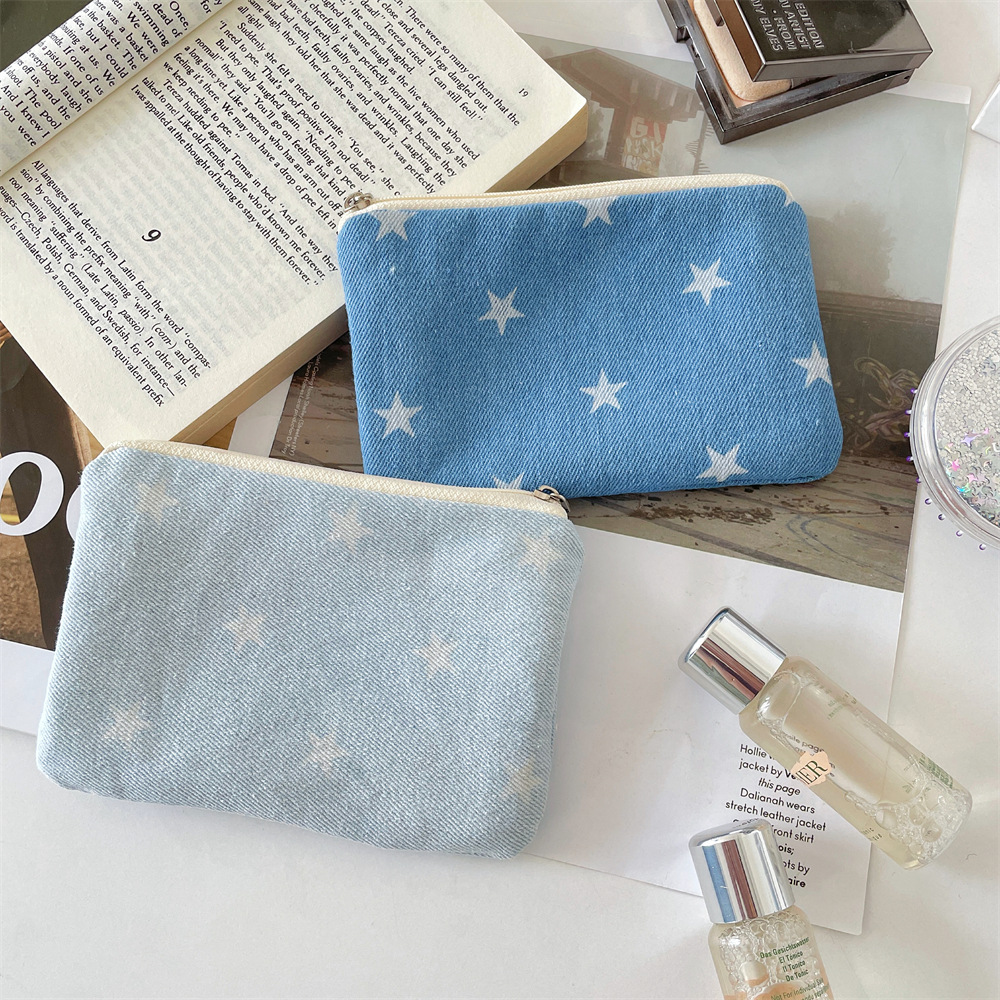 5674 Cowboy Star print coin purse, Travel lipstick, makeup bag, storage bag, key, student wallet full figure