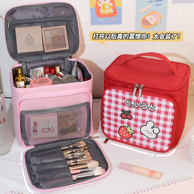 Customized bucket makeup bag, large capacity, high-end feel, ins women's portable, high appearance level toiletries bag storage box wholesale full figure