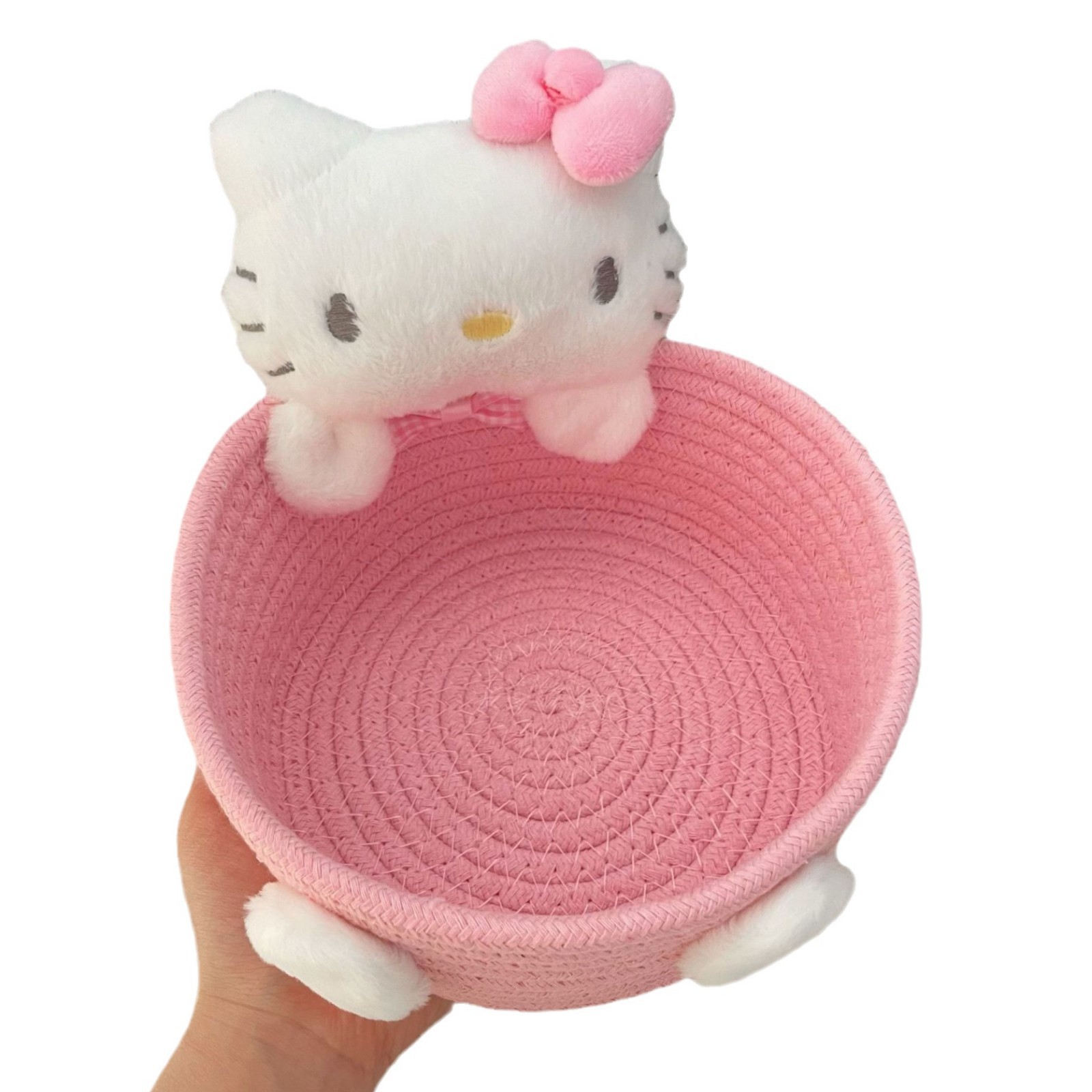 Cute kitten cartoon storage basket, girlish heart, high appearance level, desktop snack home storage basket, cosmetics storage box Item Picture