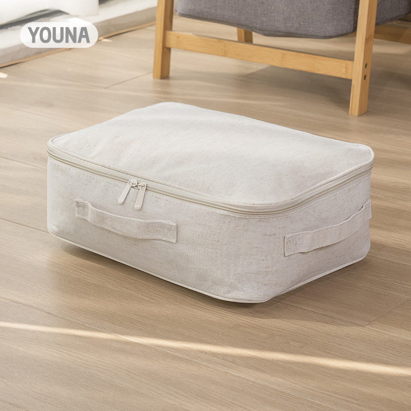 Wholesale of 2024 new Tianshan cotton and linen bone strip storage and organization bags, fabric thickened waterproof oversized clothing storage bags details Picture