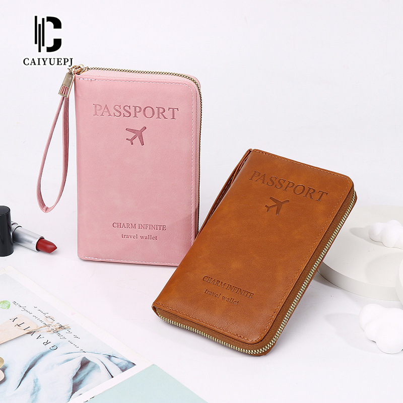 New passport bag, air ticket storage, document bag, zipper, long wallet, multi-functional travel passport holder for both men and women details Picture
