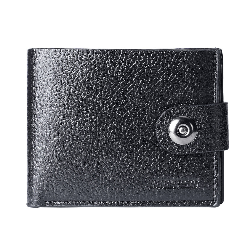 Magnetic buckle wallet, short men's wallet, with zipper, can hold driver's license, men's wallet, horizontal wallet Item Picture