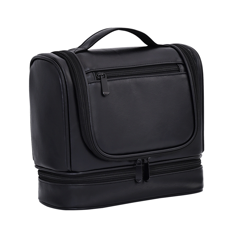 Cross-border double-layer hanging large-capacity men's toiletry bag, portable dry and wet separation cosmetics storage bag for business travel Item Picture