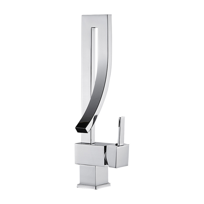 European and American artistic, personalized and creative washbasin, black faucet, all-copper, cold and hot water brushed and baked paint, golden faucet Item Picture