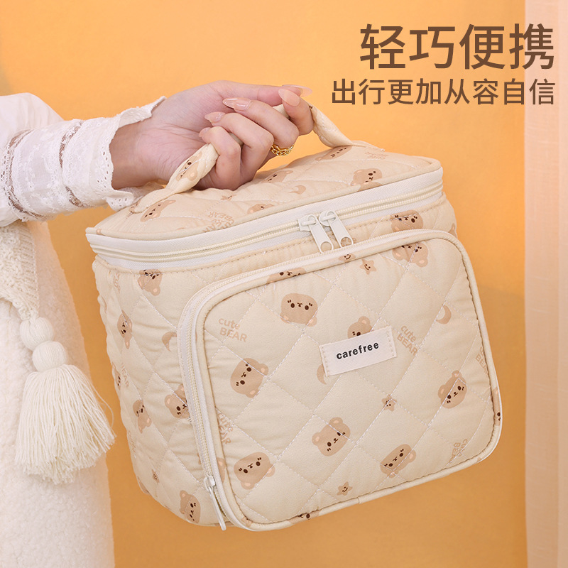 New multi-functional large-capacity high-end hand-held makeup bag, zoned cosmetics storage bag, portable travel toiletries Specification drawing